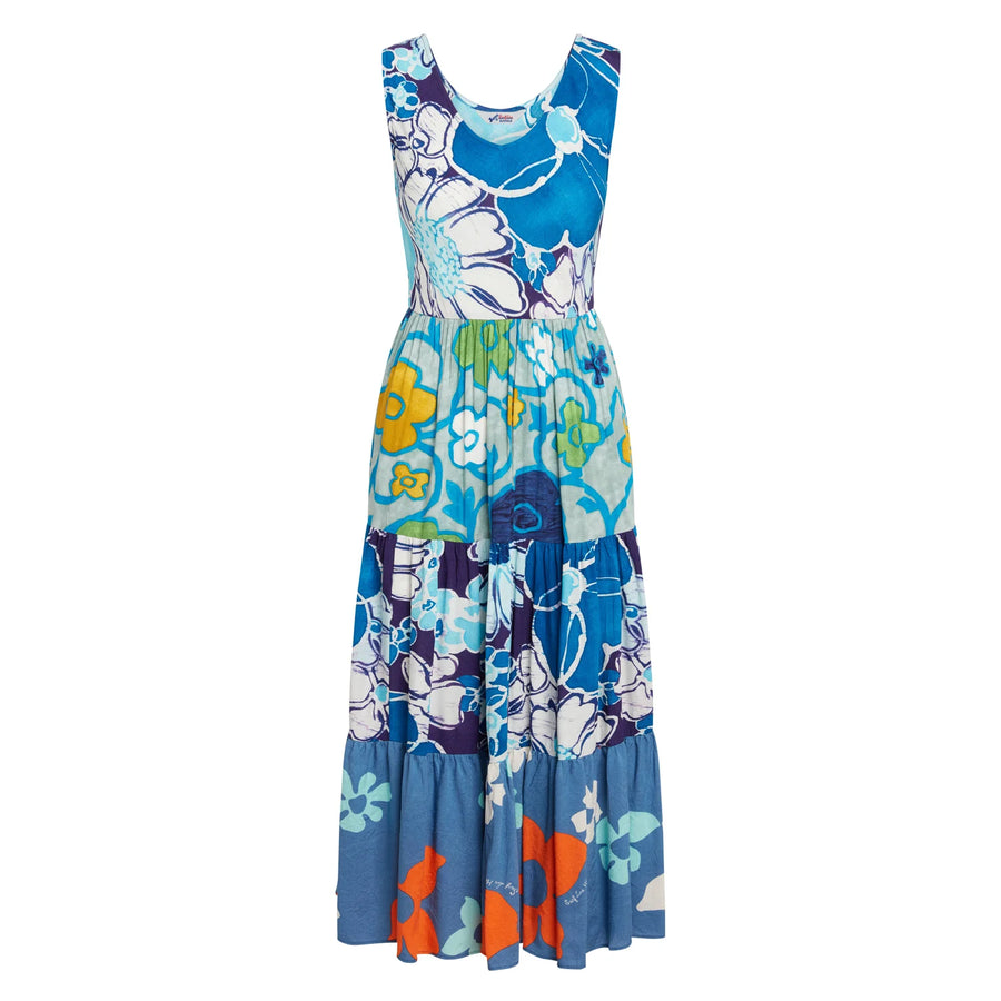 Mixed Long Ruffle Dress in Cool Blue by Jams World