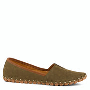 Spring Step KATHALETA Leather Slipon Mocassin in Dk Olive Green side view Robin Boutique