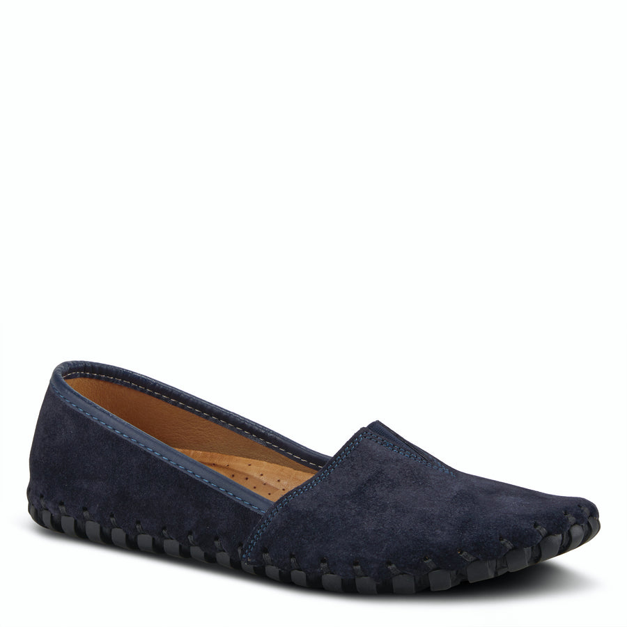 Spring Step KATHALETA Leather Slipon Mocassin in Navy Suede side view Robin Boutique