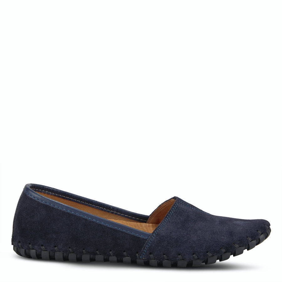 Spring Step KATHALETA Leather Slipon Mocassin in Navy Suede side view Robin Boutique