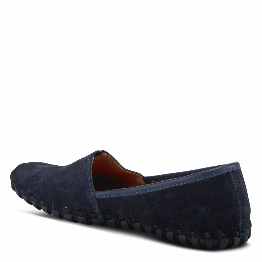 Spring Step KATHALETA Leather Slipon Mocassin in Navy Suede side view Robin Boutique
