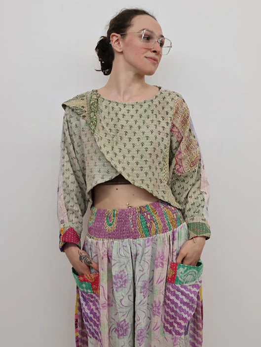 Pareo Kantha In Bloom Cropped Pullover #264 by Kantha Bae