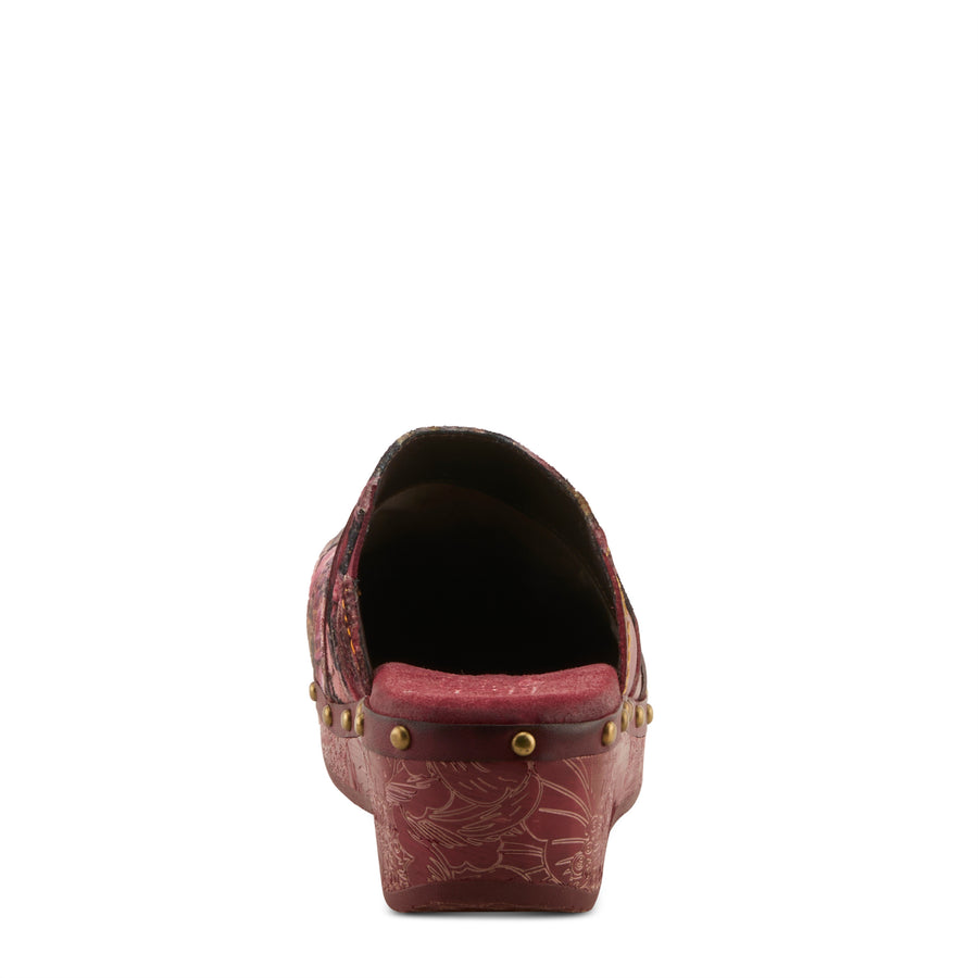 Back View of Olympe Clogs in bordeaux multi - Robin Boutique