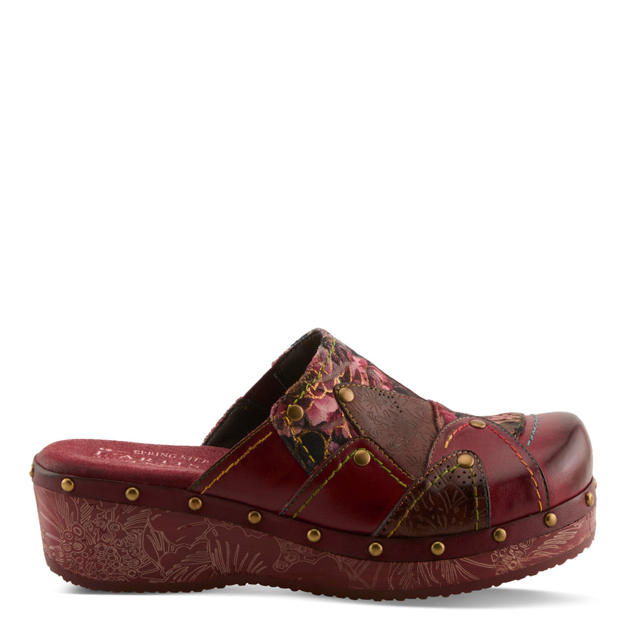 Side View of Olympe Clogs in bordeaux multi - Robin Boutique