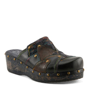 Side View of Olympe Clogs in navy multi - Robin Boutique