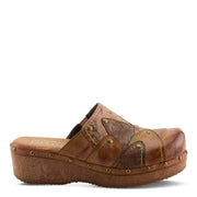 Side View of Olympe Clogs in tan multi - Robin Boutique