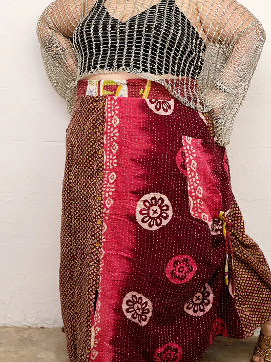 Pareo Kantha Butterfly Cargo Skirt #179 by Kantha Bae