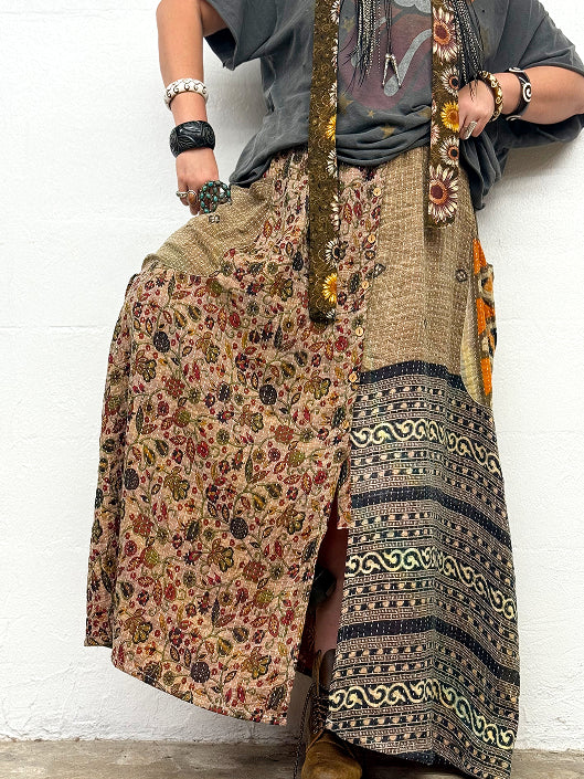 Pareo Kantha Butterfly Cargo Skirt #179 by Kantha Bae