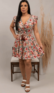 Short Sleeve Tiered Dress with Belt B4YY0W646 - Robin Boutique-Boutique 