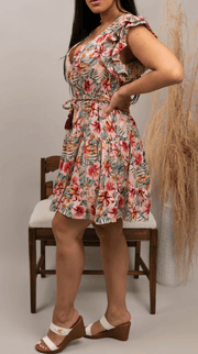 Short Sleeve Tiered Dress with Belt B4YY0W646 - Robin Boutique-Boutique 