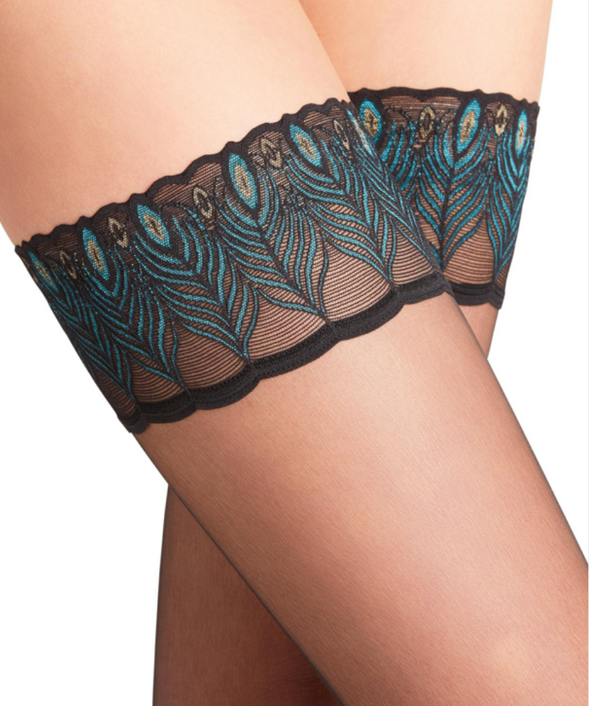 Falke Lunelle 8 Peacock Stay Up with Peacock look lace band 41534