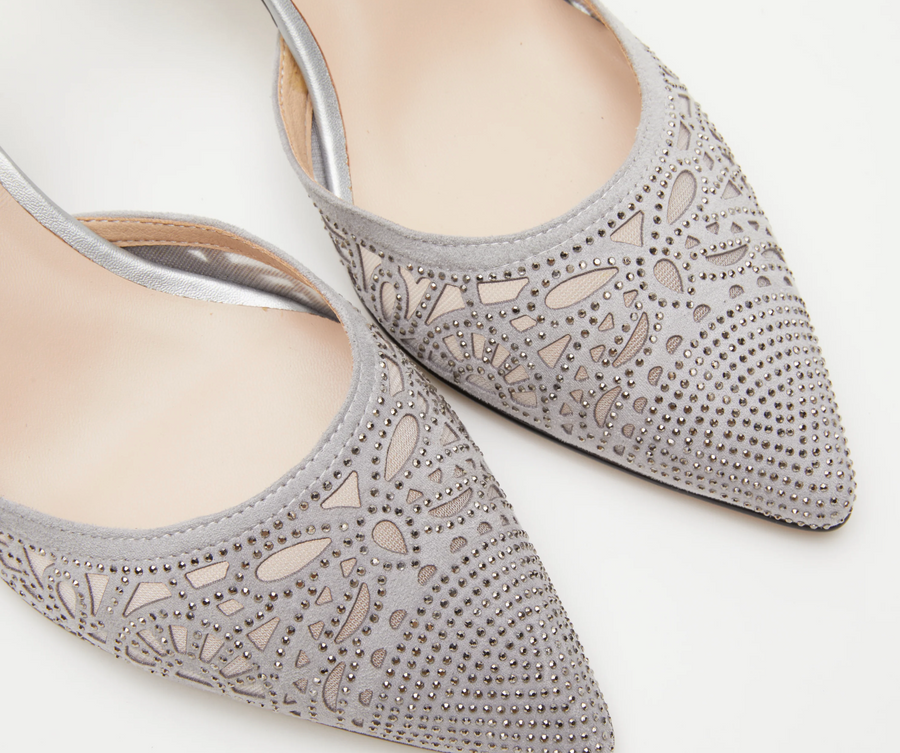 Azura Delicate Evening Sandel Shoes in Silver Robin Boutique