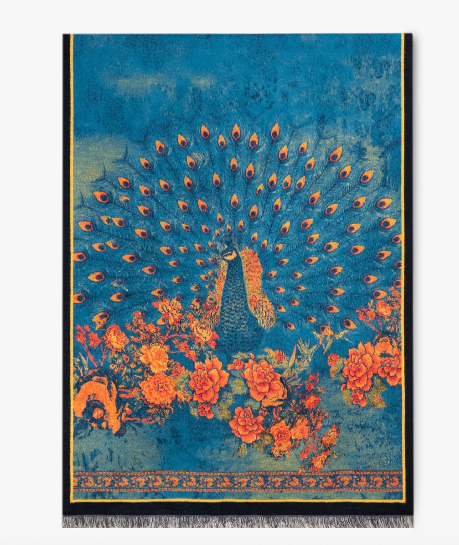 Peacock In Flower Bed Scarf