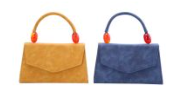 Faux Suede Handbag with lucite Handle Details