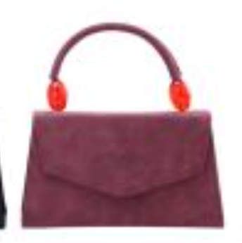 Faux Suede Handbag with lucite Handle Details