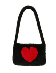 Faux Fur Crossbody Bag with Red Heart Robin Boutique