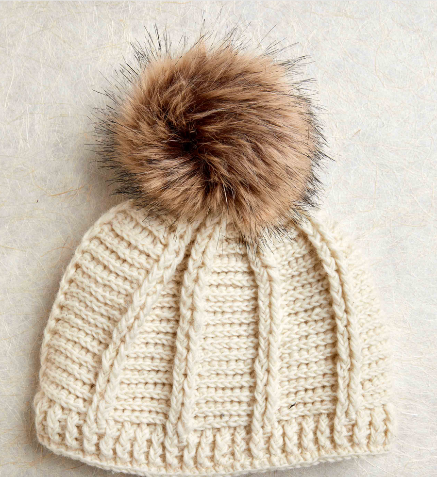 Brecken Ecru Knit Pom Knit Beanie By Many Hands Robin Boutique