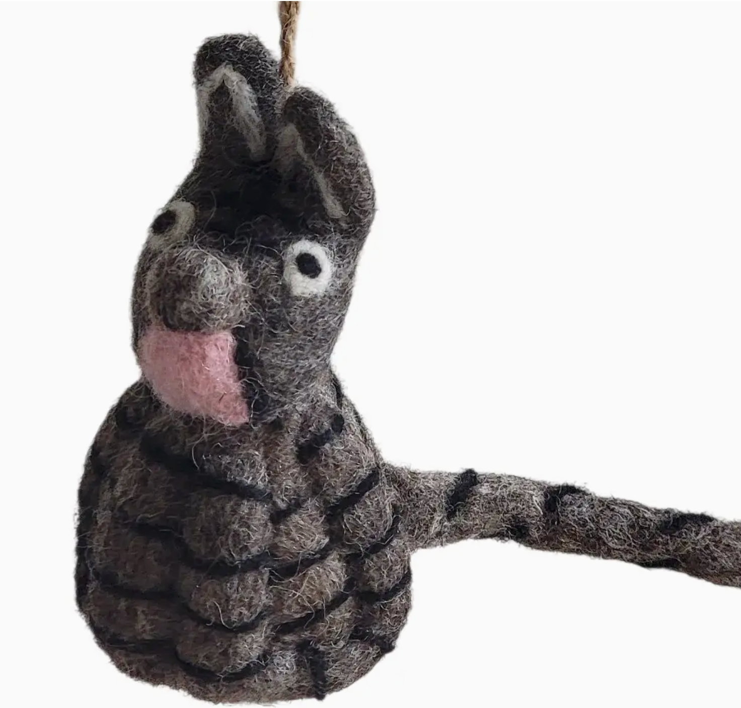 Wool Felt Christmas Ornament- Striped Sitting Cat Robin Boutique