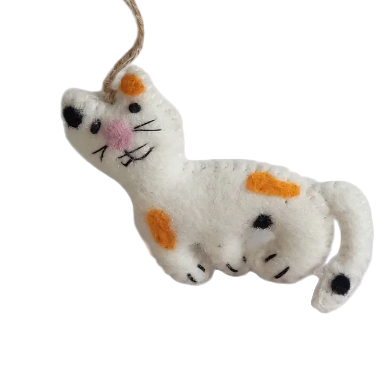 Wool Felt Christmas Ornament- Spotted Cat Robin Boutique