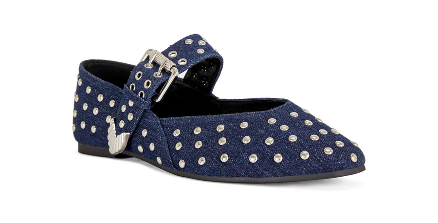 KENNITH-DKDENIM STUDDED BALLET FLAT Robin Boutique