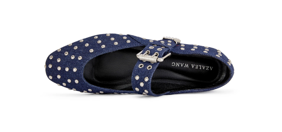 KENNITH-DKDENIM STUDDED BALLET FLAT Robin Boutique