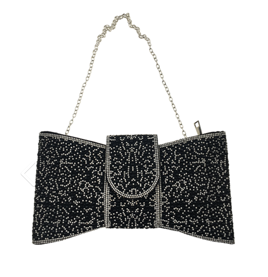 Pearl Bling Clutch Evening Handbag with Bow Detail Robin Boutique