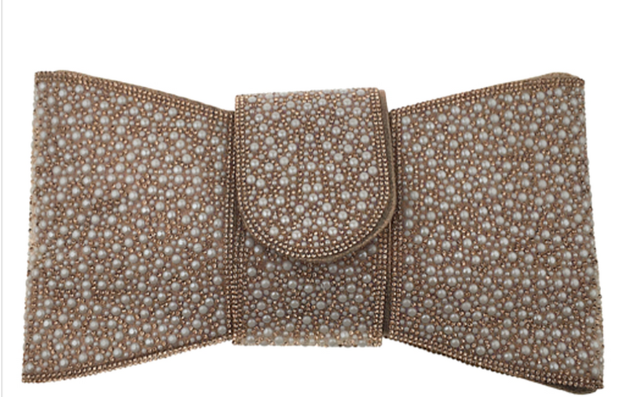 Pearl Bling Clutch Evening Handbag with Bow Detail Robin Boutique