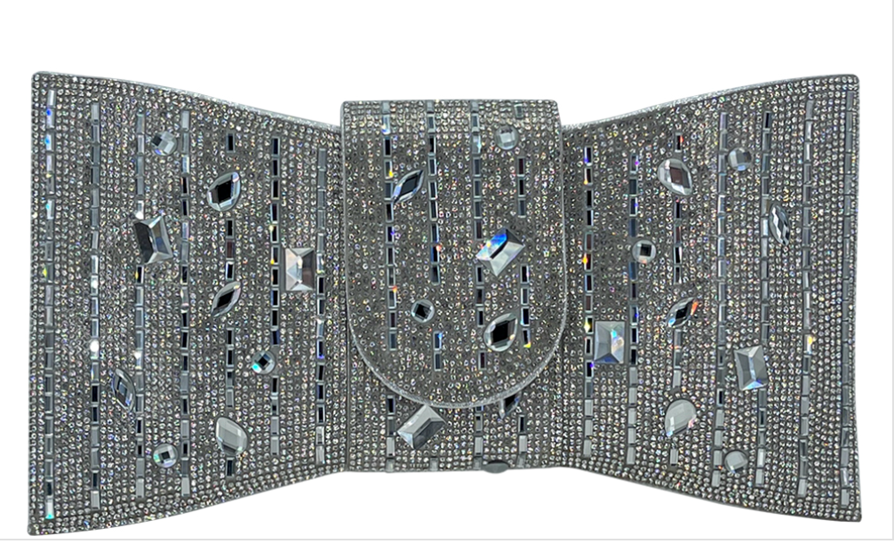 Evening Clutch Stud Bow Covered in Rhinestones Robin Boutique