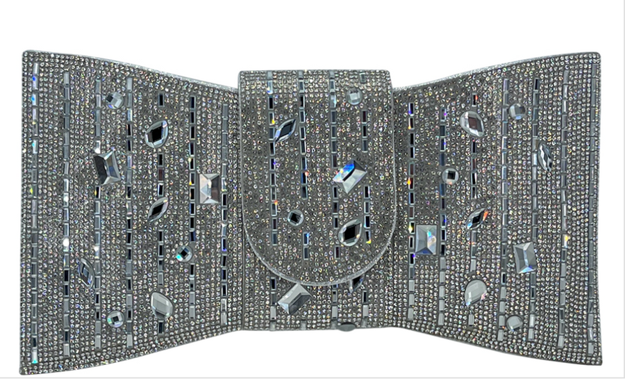 Evening Clutch Stud Bow Covered in Rhinestones Robin Boutique