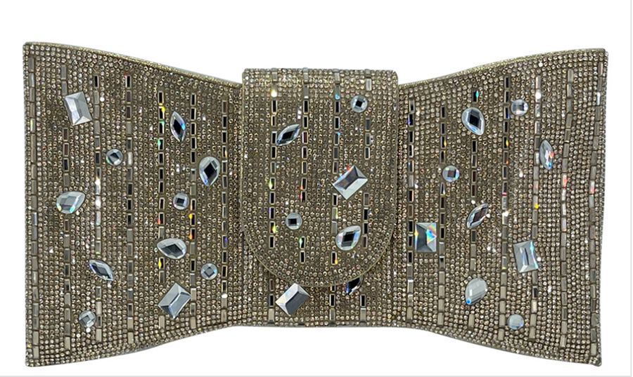 Evening Clutch Stud Bow Covered in Rhinestones Robin Boutique