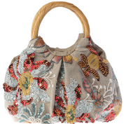 Leaf and Flower Boho Handbag With Embroidery