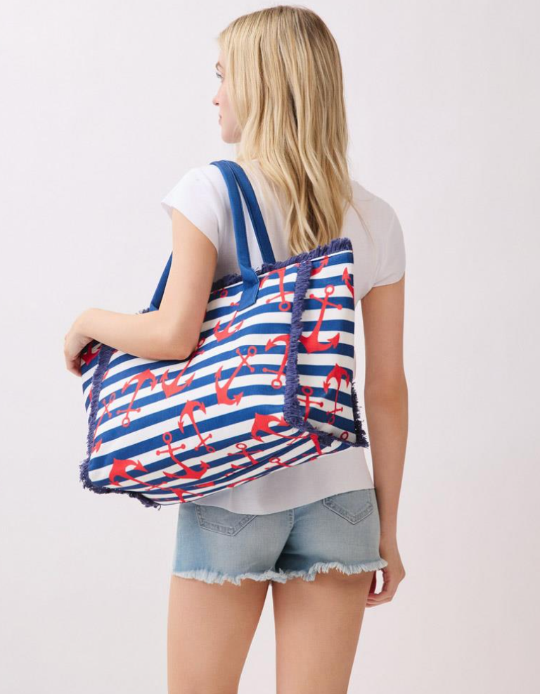 Boho Anchor Stripe Fringe Bag Robin Boutique