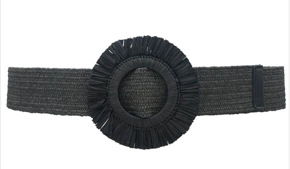 Fringe Circle Straw Stretch Belt Robin Boutique