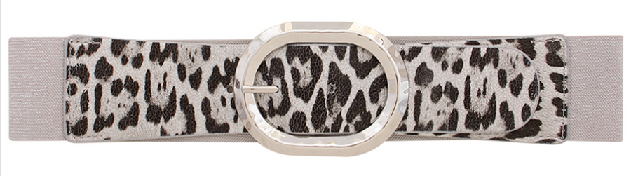 Animal Print Round Silver Buckle Stretch Belt Robin Boutique