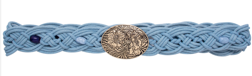 Flower Bucklr Oval Metal Braided Belt with Beads Robin Boutique