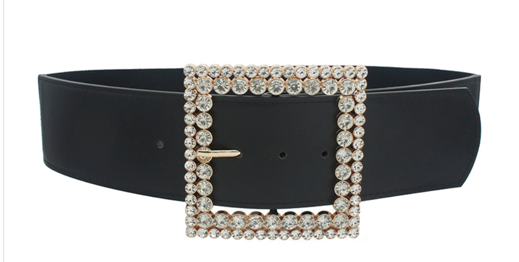 Square Rhinestone Buckle Elastic Belt Robin Boutique