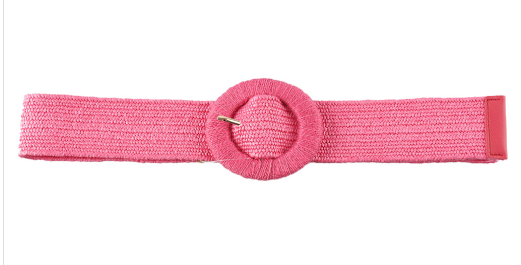 Straw Round Buckle Stretch Belt Robin Boutique
