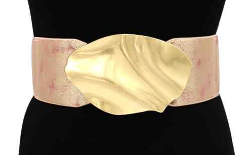 Textured Metal Sculpted Plate Buckle Elastic Belt Robin Boutique