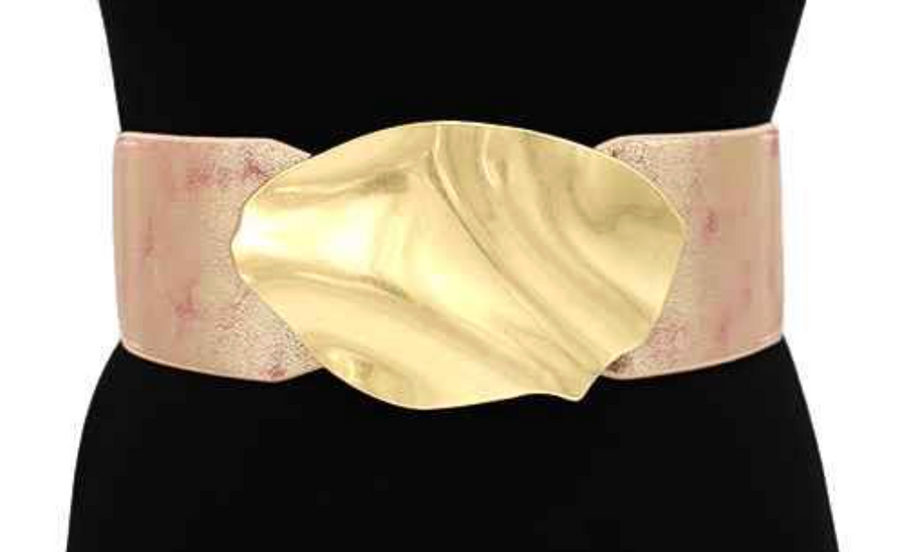 Textured Metal Sculpted Plate Buckle Elastic Belt Robin Boutique