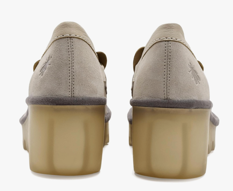 Fly London Bilz Suede Loafer Platform Shoes in Off White Robin Boutique