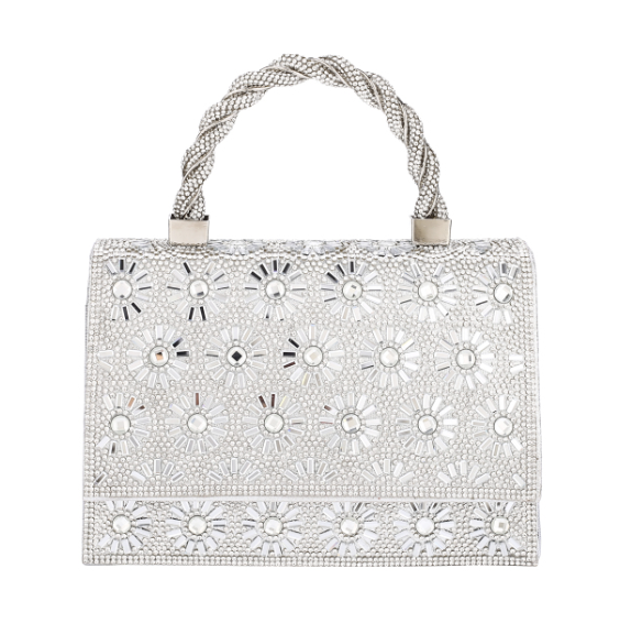 Evening Structured Handbag Clutch with large adormnents