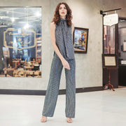 Sleeveless Shimmer Top in Black Silver by Clara Sun Woo