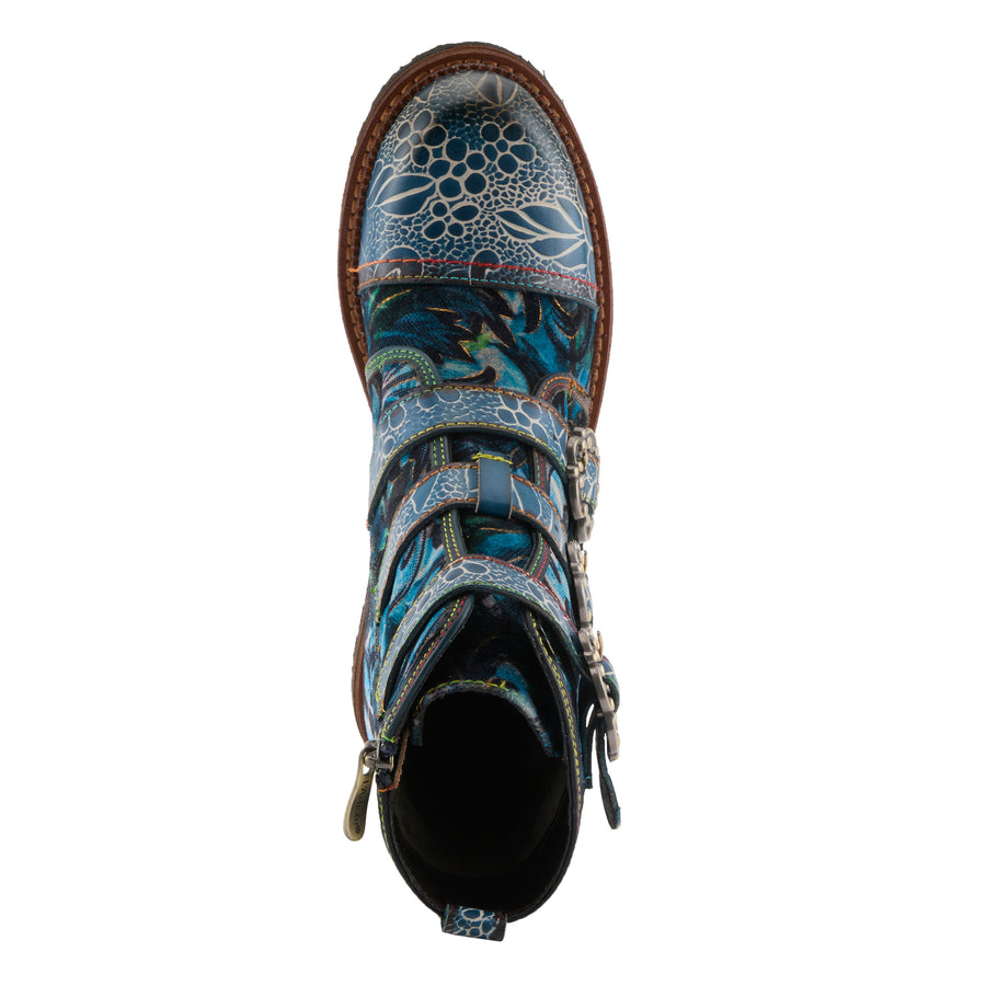 L'Artiste Thisway Boots in Blue Multi Top  View - Robin Boutique