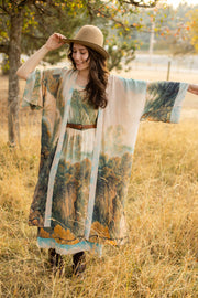 Awakening Bohéme Printed Long Maxi Slip Dress w/ Landscape