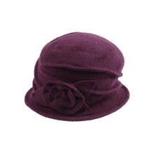 Boiled Wool Ribbed Hat and Flower