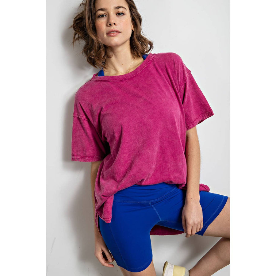 Mineral Washed Short Sleeve Tee by Rae Mode T9774 Robin Boutique