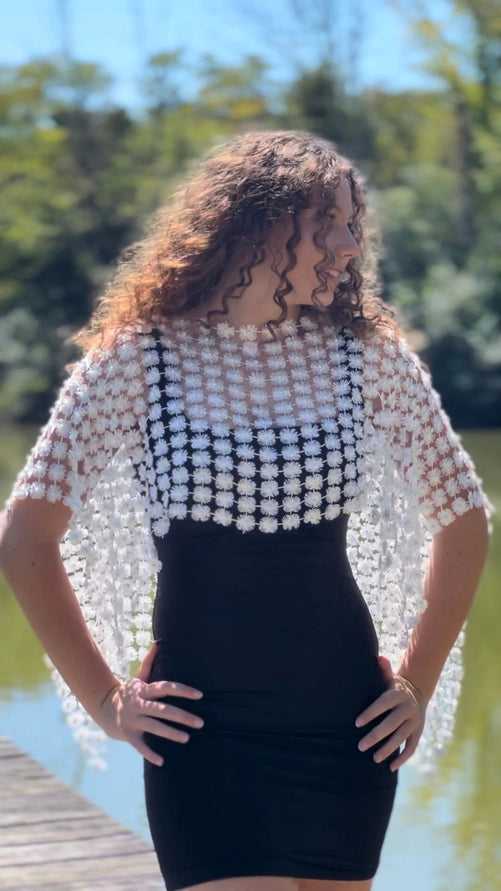 Lace Poncho with All Over Pearls by EllyNDale
