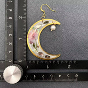 Dried Flower & Shell Moon 18K Gold Plated Earrings - Robin Boutique