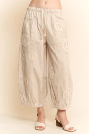 Peace Sign Pinstripe Palazzo Pants by Davi & Dani Robin Boutique