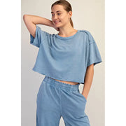 Mineral Washed Cropped Short Sleeve Tee by Rae Mode
